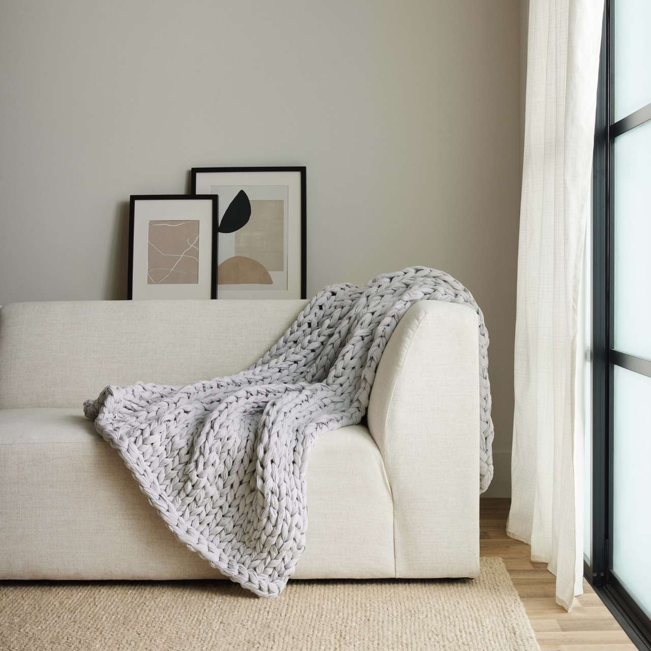 Hand Knitted Weighted Blanket - Silk & Snow